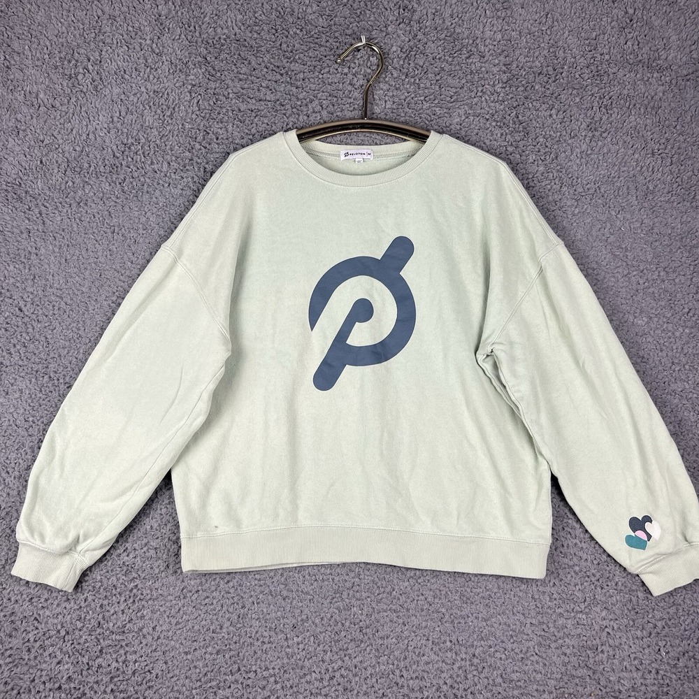 Peloton Green Crewneck Graphic Pullover Sweatshirt Medium Cycling Spin Class